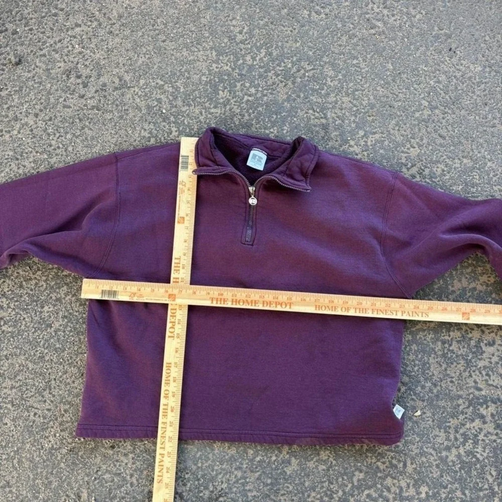 Vintage Cropped Purple Made in USA Russell Quarter Zip Size Large - Picture 4 of 4